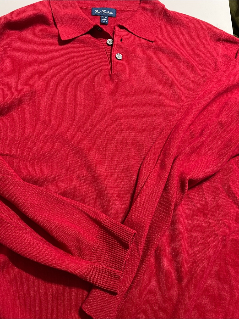 Paul Fredrick Bright Red Long-Sleeve Polo Sweater